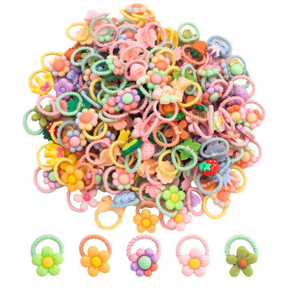 WANYU 80 Pcs Mix Colors Toddler Hair Ties with Bows,2 CM small Kids Hair Bands Colorful Animal Cute Design Hair Accessories for Toddler Girls Ligas Para Cabello De Niñas