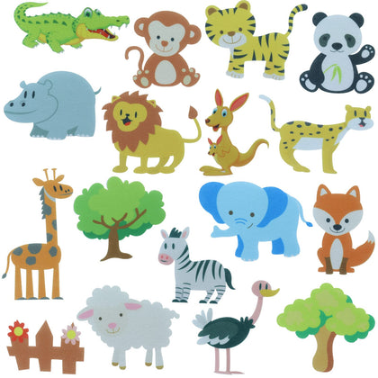 BXI 17 Pcs Zoo Animals Felt Board Story Pieces Set for Toddlers, Preschool & Kindergarten, Precut Felt Jungle Animals Figures for Preschool Crafts Activity Early Learning Storytelling
