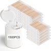 1500 Count Bamboo Cotton Swabs with 1 Plastic Jar Containers,Double Round Cotton Buds Suitable for Makeup and Cleaning,Cotton Swabs for Ears,Biodegradable + Organic Cotton & Bamboo(15 Pack of 100)