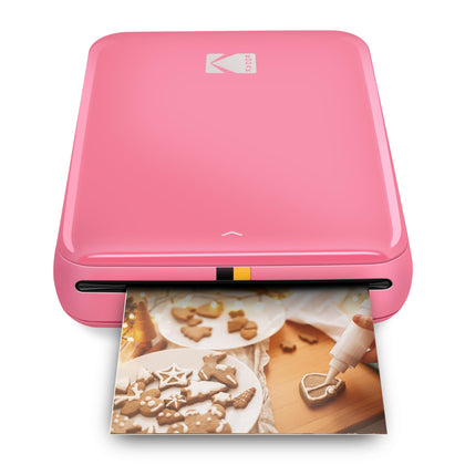 KODAK Step Instant Color Photo Printer with Bluetooth/NFC, Zink Technology & KODAK App for iOS & Android (Pink) Prints 2x3 Sticky-Back Photos.