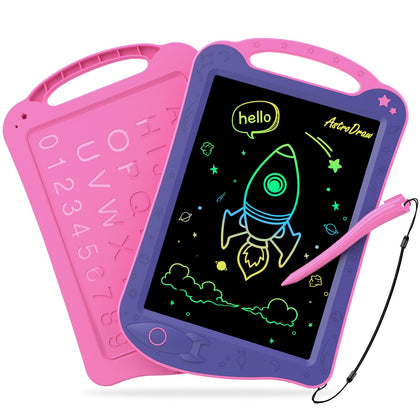 HOMESTEC Astrodraw Drawing Pad Toys, Colorful LCD Writing Tablet for Kids, Doodle Board for Toddlers 3 4 5 6 Years Old, Travel Sensory Space Toy for Boys Girls, Birthday Gift Idea,1 PC (Purple/Pink)