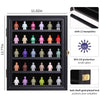VERANI Minifigures Miniature Display Case Collectibles Display Box Wall Mount Figure Display Curio Cabinet with UV Protected Anti Fade 92% Clear for Small Objects Lockable Removable Shelves Black