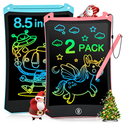 LCD Writing Tablet, 2 Pack Toddler Kids Toys Doodle Board, Colorful Drawing Pad Drawing Board, 8.5 Inch Doodle Pad Drawing Tablet, Educational Toys Christmas Birthday Gifts for Girls Boys Age 3-8