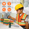 Popsunny Kids Construction Worker Toys, Toddler Tool Pretend Play with Construction Vest & Hat, Worker Dressup Set for Boys Girls 3 4 5 6 Years Old