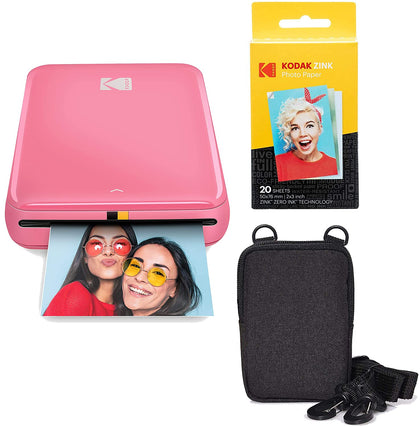 KODAK Step Instant Color Photo Printer with Bluetooth/NFC, Zink Technology & KODAK App for iOS & Android (Pink) Go Bundle, 2x3