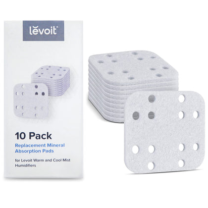 LEVOIT Humidifier Replacement Filters 10-Pack, Mineral Absorption Pad, Compatible with LV600S, LV600HH, OasisMist450S, Capture Fine Particles in Water Tank to Improve Humidification Efficiency, White