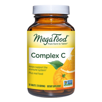 MegaFood Complex C - Immune Support - A Daily Dose of Vitamin C Delivered with Real Food - Vegan - Non-GMO - Gluten Free, Made Without 9 Food Allergens - 30 Tabs
