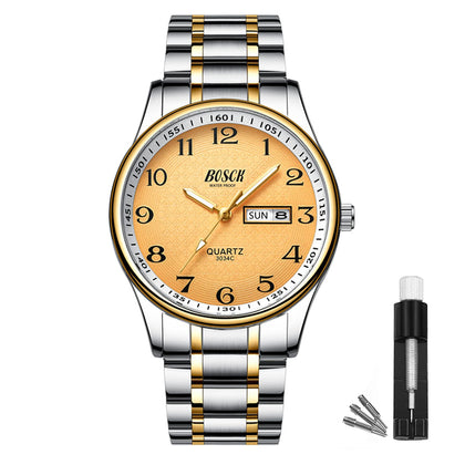 BOSCK Analog Mens Watch,40mm Easy Read Auto Date and Day Stainless Steel Business Watch for Men,30M Waterproof Sports Mens Wrist Watches.