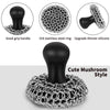 Cast Iron Cleaner Chainmail Scrubber with Pan Scraper, Upgraded Handle Cast Iron Scrubber Brush 316 Chain Mail Scrubber for Cast Iron Pan, Iron Skillet, Grill Dutch Oven Metal Brush Cleaning Castiron