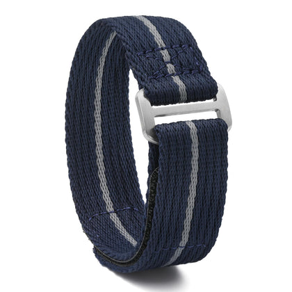 Nylon Watch Band - Hook and Loop Fasteners One Piece Watch Strap 20mm 22mm - Sport Watch Bands for Men Women (22mm, Stripe Blue)