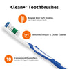 Amazon Basics Clean Plus Toothbrushes, Soft, Full, 10 Count, Assorted Colors (Previously Solimo)