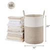 VIPOSCO Large Laundry Hamper, Tall Woven Rope Storage Basket for Blanket, Toys, Dirty Clothes in Living Room, Bathroom, Bedroom - 58L White & Brown