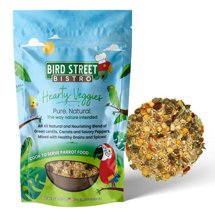 Bird Street Bistro Parrot Food - Parakeet Food - Cockatiel Food - Bird Food - Cooks in 3-15 min with Natural & Organic Grains - Legumes - Non-GMO Fruits, Vegetables, & Health Orientated Spices