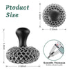 Cast Iron Scrubber Pan Scraper Dish Scrub Brush 316 Chainmail Scrubber with Silicone Handle Cast Iron Cleaner for Cast Iron Grill Pan Skillet Wok Bakeware Comfortable to Hold Dishwasher Safe