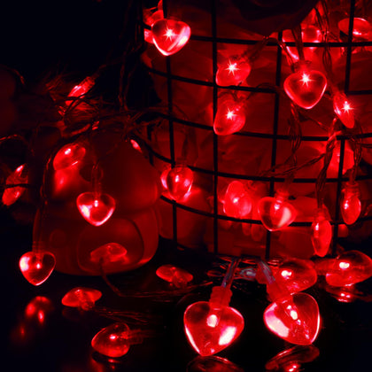 Luditek 14.5ft 40LED Valentines Day Decorations String Lights, Heart Shape Hanging Garland Valentines Day Decor for Indoor Outdoor Home Room Party Wedding
