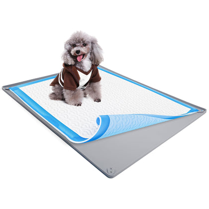 Skywin Pee Pad Holder for 30 x 36 Inches Training Pads (Light Grey) - Easy to Clean and Store Dog Puppy Pad Holder - Silicon Wee Wee Pad Holder, No Spill Puppy Pad Holder
