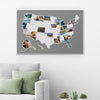 USA Photo Map - 50 States Travel Map - 24 x 36 in - Printed on Flexible Vinyl - Rewritable Double Layer Map of United States - Includes Secure Photo Maker - Unframed - Gray