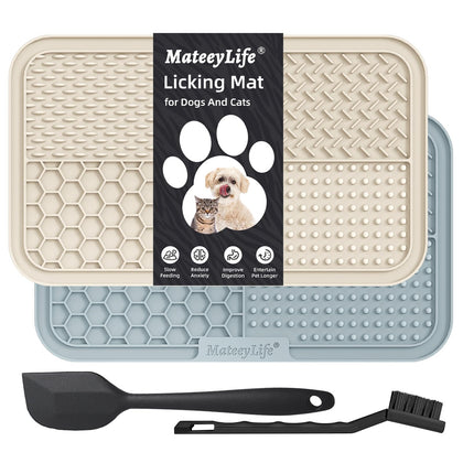 MateeyLife Large Lick Mat for Dogs and Cats with Suction Cups 2PCS, Dog Licking Mat for Anxiety Relief, Cat Peanut Butter Lick Pad, Dog Enrichment Toys for Boredom Reducer, Dog Treat Mat for Bathing