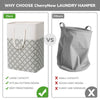 CherryNow Large Laundry Basket, Dirty Clothes Hamper for Bedroom, Dorm, Folding Laundry Baskets for Family, Collapsible Laundry Baskets 2 Pack, 75L, Grey