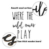 Playroom Wall Decor Where the Wild Ones Play Room Wooden Sign Wall Art Decoration for Boys and Girls Playroom Toy Room Kids Toddler Nursery Room Bedroom Home Word Cutouts Sign (Black)