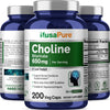 NusaPure Choline Bitartrate 650 mg 200 Veggie Capsules (Vegetarian, Non-GMO & Gluten-Free)