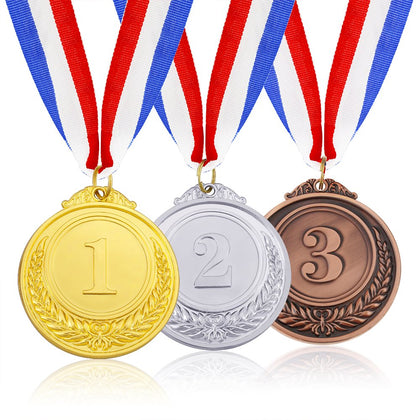 Caydo 3 Pieces Gold Silver Bronze Award Medals-1st 2nd 3rd Place Medals for Competitions, Party, 2.55 Inches