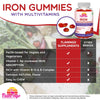 Iron Gummies Plus Multivitamin with Iron: Vitamin C, Zinc, B Complex, and Biotin. Iron Gummies for Women, Iron for Kids and Men. Anemia Supplement for Fatigue, Prenatal Pregnancy- Vegan, Kosher- 60 Ct