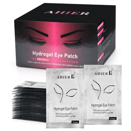110 Pairs Eyelash Extension Gel Patches Kit, AHIER 100% Natural Hydrogel Eye Patches Lint Free Under Eye Pads Makeup Eye Gel Pad for Lash Extensions supplies