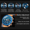 OLEVS Mens Watches Waterproof Sport Military Watch for Men Multifunction Chronograph Analog Quartz Wrist Watches Luminous Fashion Calendar Leather Strap