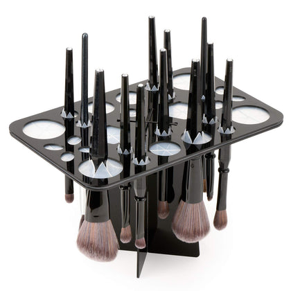 Luckyiren Acrylic Makeup Brushes Drying Rack, Brushes Dryer, Collapsible Holder Stand Tree Tray Support Display for Makeup Artist Nail Brushes Paintbrushes Makeup Lovers, 28 Slot, Black, Unisex