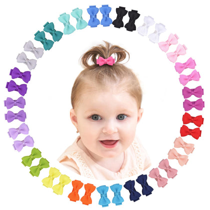 Baby Hair Clips Bows for Girls Mini Fully Lined Baby Bows Grosgrain Ribbon 1.2