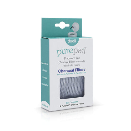 PurePail Charcoal Filters - 3 Count - Absorb and Naturally Eliminate Odors - Fragrance and Chemical Free - Non-Toxic - Fits PurePail Classic and PurePail Go - Replace Every 30 Days -3 Month Supply