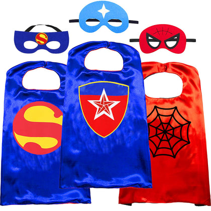 Superhero Capes and Mask for Kids Superhero Costumes for Boys Superhero Toys for Kids Superhero Cape Dress up Halloween Christmas Boy Gifts 3 Pack