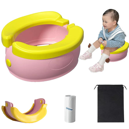 YOOLEETC Travel Potty for Toddler Kids,Folding Toilet in Banana Shape,Portable Car Potty with Storage Bag,Outdoor and Indoor Easy to Clean (Pink)
