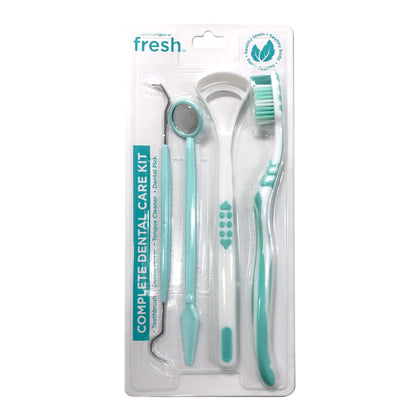 GuruNanda Dental Guru Dental Tools - Complete Dental Care Kit with Toothbrush, Dental Mirror, Tongue Cleaner & Dental Pick - Set of 4 Oral Care and Teeth Cleaner, White