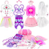 Jeowoqao Girls Dress Up Costume Set, Fairy and Mermaid Role Play Dress-up Trunk with Accessories 25pcs Little Girls Pretend Play Costume for Kids Age from 2-5
