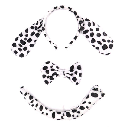kinzd Kids Dalmatian Puppy Dog Headband Ears Tail Halloween Dress Up Costume