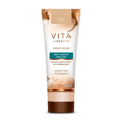 Vita Liberata Body Blur With Tan, Leg and Body Makeup. Skin Perfecting Body Foundation for Flawless Bronze, Easy Application, Radiant Glow, Evens Skin Tone, 3.38 Fl.Oz, NEW PACKAGING