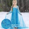 TPMG Elsa Costume Dress for Girls with Kids Princess Crown Wand Gloves for Halloween Birthday Dress Up, 4T, Blue