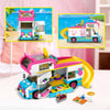 HOGOKIDS 3-in-1 Girls Camper Van Building Set - 494PCS Beach Camping Building Blocks Kit | Friends City Bus Building Toys with Slide and Cute Stickers | Gifts for Girls Boys Age 6 7 8 9 10 11 12+