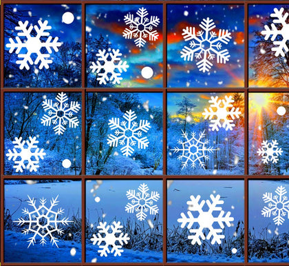 Snowflake Window Clings for Glass Windows Christmas Decorations, White Snowflakes Window Decals Reusable, Winter Snowflake Decals Window Cling, Snow Christmas Decor Gift for Kids [10 Sheets, 200+pcs]