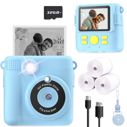 ESOXOFFORE Kids Camera Instant Print, Christmas Birthday Gifts for Kids Age 3-12, Selfie Digital Camera with 1080P Videos,Toddler Portable Travel Camera Toy for 4 5 6 7 8 9 Year Old Boys Girls-Blue