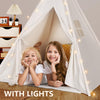 Sumbababy Teepee Tent for Kids with Carry Case, Natural Canvas Teepee Play Tent, Toys for Girls/Boys Indoor & Outdoor Playing (White Teepee Tent)
