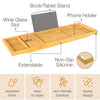 Bamboo Bathtub Tray Table - Collapsible & Adjustable Bathtub Caddy | Space-Saving Folding Bath Tub Tray | Natural Wood, Bathtub Accessories for Women or Men