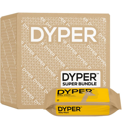 DYPER Viscose from Bamboo Baby Diapers Size 6 + Wipes | Hypoallergenic for Sensitive Skin, Unscented