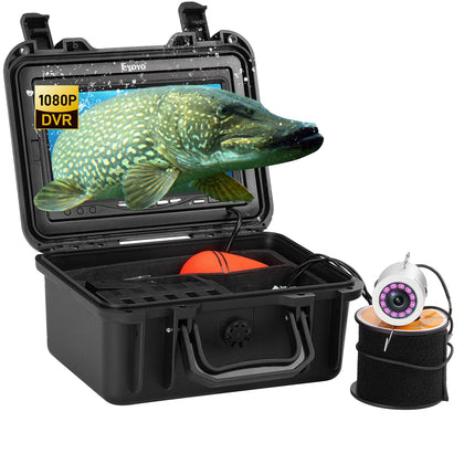 Eyoyo Underwater Fishing Camera?Ice Fishing Camera, 7 inch LCD Monitor Fish Finder Waterproof Fishing Camera 1080P DVR Recording 12pcs Infrared Lights for Lake, Boat, Ice Fishing 15M/49FT
