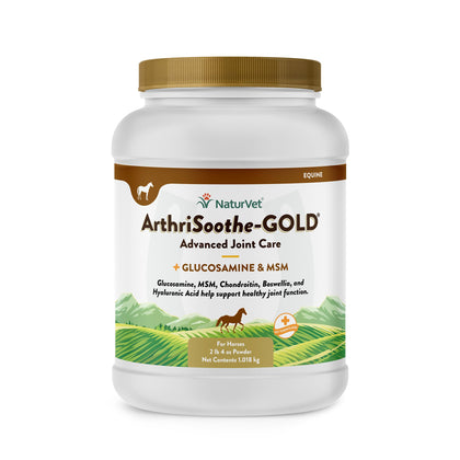 NaturVet ArthriSoothe Gold Advanced Joint Horse Supplement Powder - For Healthy Joint Function in Horses - Includes Glucosamine, MSM, Chondroitin, Hyaluronic Acid - 60 Day Supply
