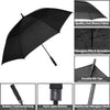 MRTLLOA 62/68/72 Inch Automatic Open Black Golf Umbrella, Extra Large Oversize Double Canopy Vented Windproof Waterproof Stick Umbrellas for Rain(62 Inch)