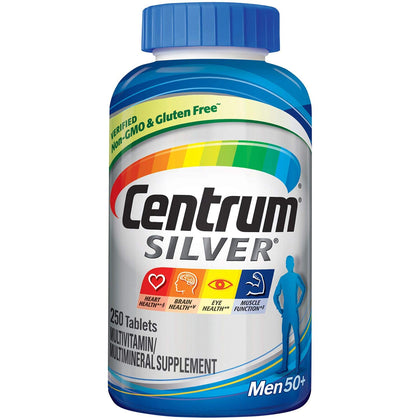 Centrum Silver Multivitamin for Men 50 Plus, Multimineral Supplement, 250 Count