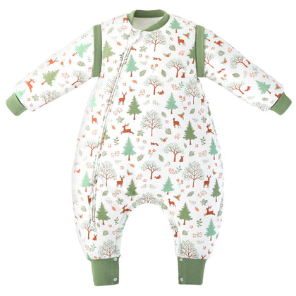 Looxii Baby Sleep Sack with Feet 18-24 24-36 Months 2.5 TOG Cotton Quilted Winter Baby Wearable Blanket Toddler Winter Sleepsack for Early Walker Green